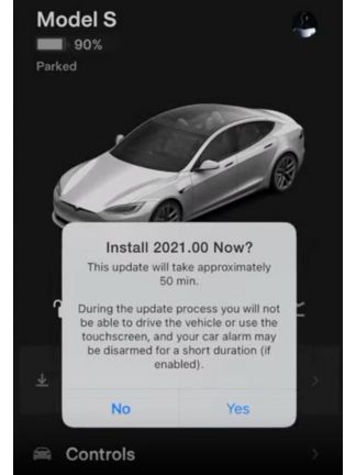 tesla software update through mobile app